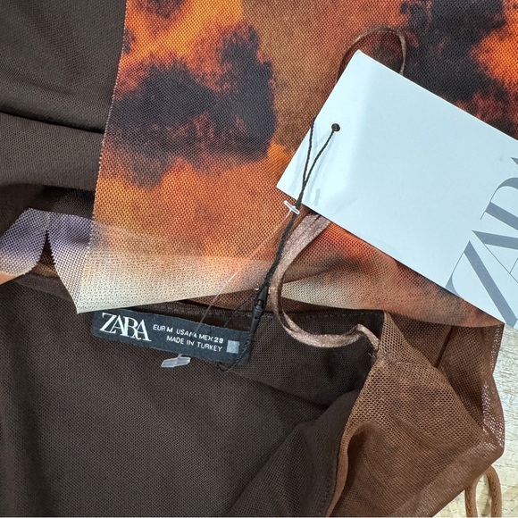 ZARA Tulle Bloggers Favorite Halter Maxi open back Dress Brown Open Back NWT - Picture 11 of 11